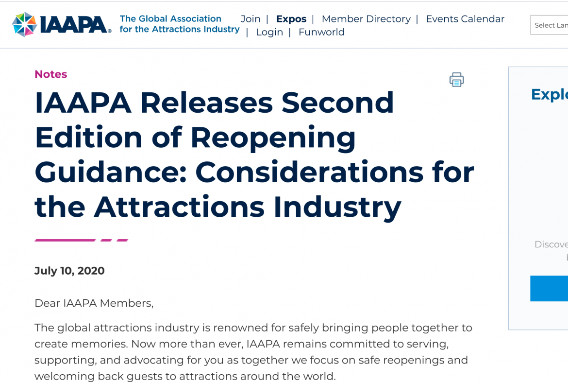 IAAPA Releases Second Edition of Reopening Guidance